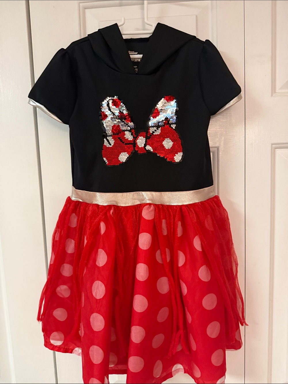 Disney Black and Red Minnie Polka Dot Sequin Bow Dress